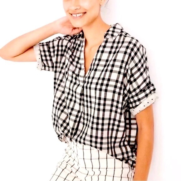Madewell Courier Button Back Shirt Double
Faced Plaid Polka Dot Women's Oversize - Picture 1 of 10
